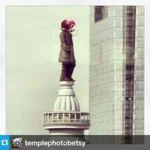 Another reason to think the T will make some sort of return: This ad with a T helmet on top of Billy Penn. I wish I could say they dropped it by helicopter, but it was probably photoshopped.