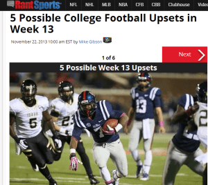 Click on the photo for five upsets this weekend.