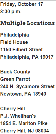 Temple football game watches. Unfortunately, due to work, I'll be watching from halftime on at Benny the Bum's in Northeast Philly. (Hopefully, the Owls  will have the game in hand by then. :)
