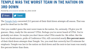 When you dead last, running the same kind of offense over and over again is the very definition of insanity. 