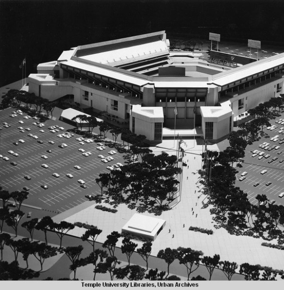 One artist's mock rendering of what a future 30K stadium would look like at Temple (don't know where he expects to get that parking space from). 